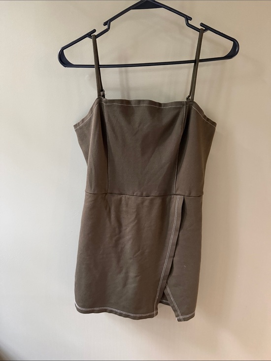 Altar'd State Dresses & Skirts - Altar'd State Olive Spaghetti Strap Mini Dress Romper with Contrast Stitching